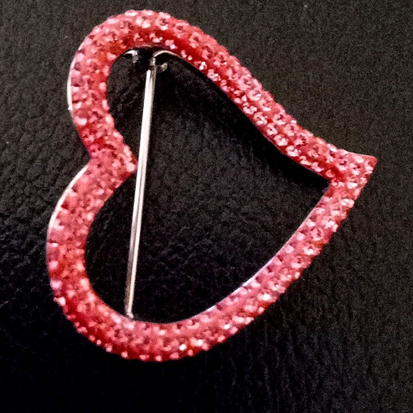 BREAST CANCER RESEARCH SWAROVSKI HEART BROOCH - Picture 2 of 6